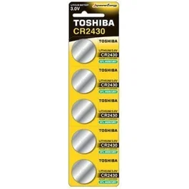 Toshiba CR2430-PW-BP-5 - Pack de 5 Pilas de Botón CR2430 de Litio 3V, 300 mAh para Mandos, Cámaras, Dispositivos Médicos